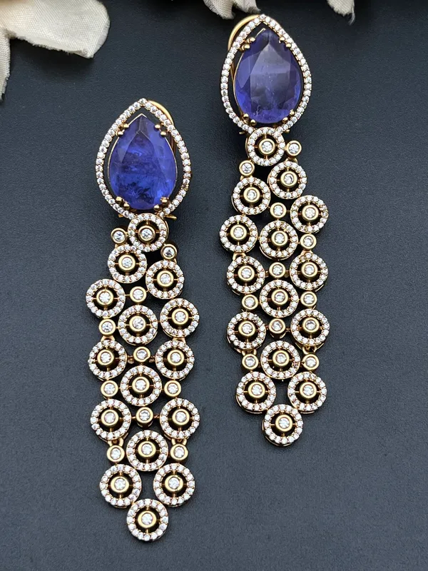Blue_Gold-Tone_Teardrop_Stone_Chandelier_Drop_Earrings_For_Women