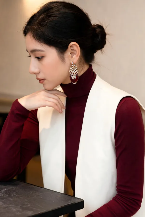 Red_Gold_Tone_Leaf_Design_Drop_Earrings_For_Women
