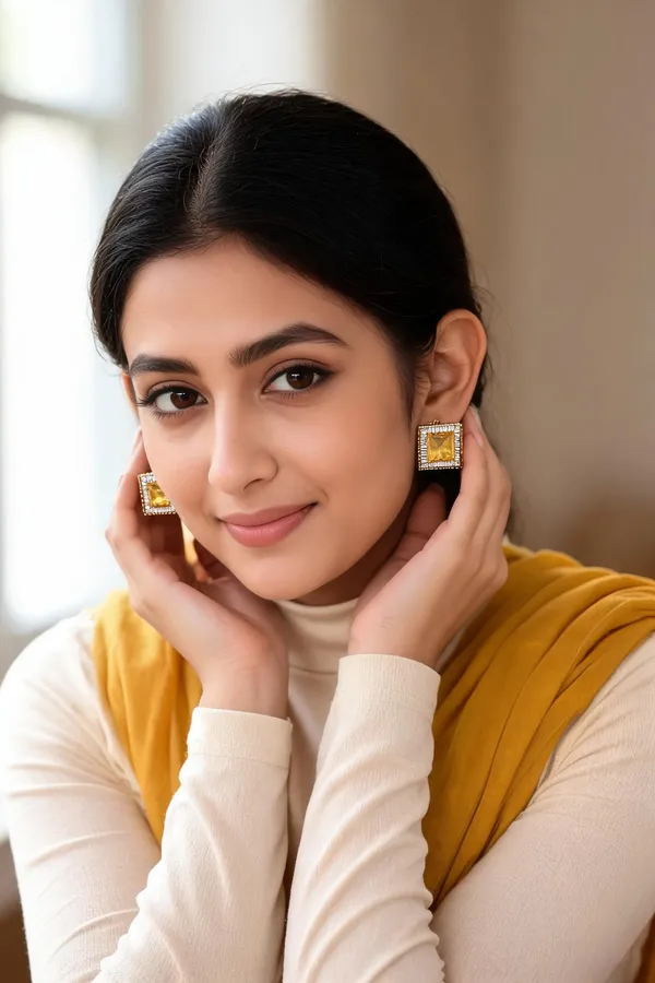 Gold_Yellow_Stone_Square_Stud_Earrings_For_Women