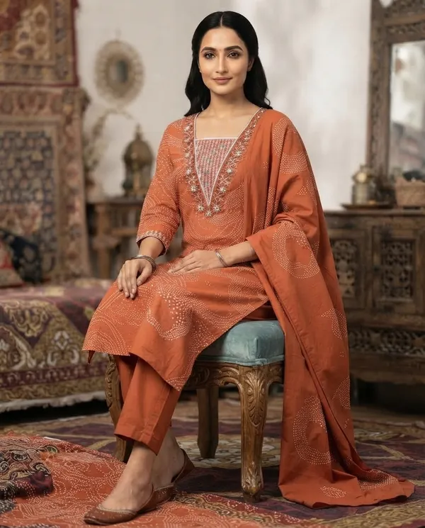 Maroon_Cotton_3-Piece_Suit_Set_For_Women