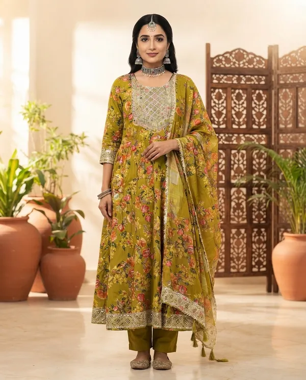 Green_Rayon_Anarkali_Frock_Suit_Set_For_Women