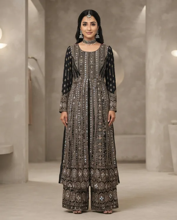 Black_Rayon_Anarkali_Suit_Set_For_Women