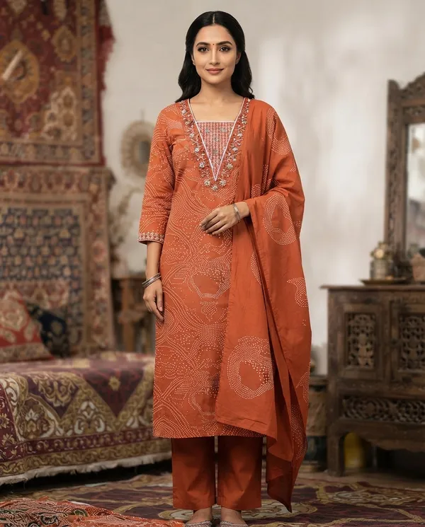 Maroon_Cotton_3-Piece_Suit_Set_For_Women