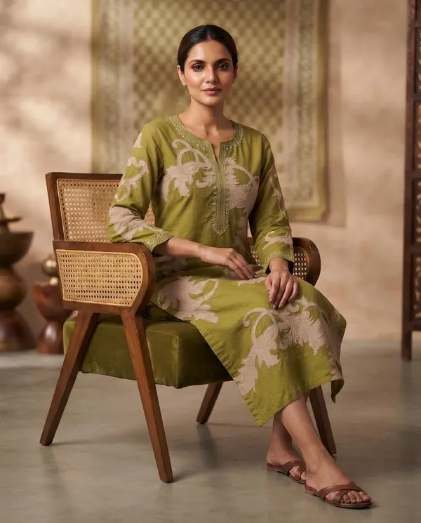Green_Cotton_3-Piece_Suit_Set_For_Women