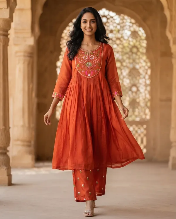 Orange_Cotton_Cotton_Frock_Suit_For_Women
