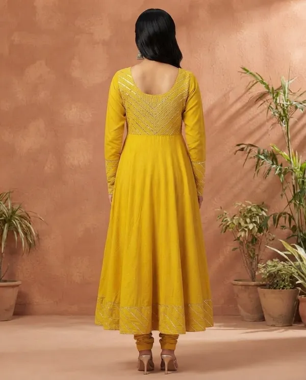 Lemon_Yellow_Cotton_Cotton_Frock_Suit_Set_For_Women