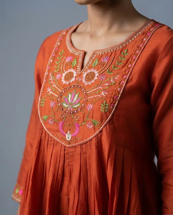 Orange_Cotton_Cotton_Frock_Suit_For_Women