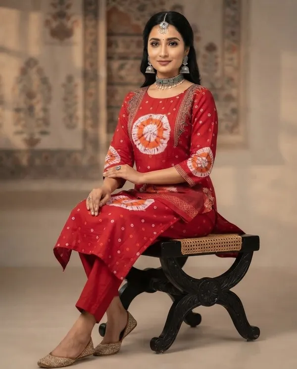 Red_Cotton_Cotton_Suit_Set_For_Women