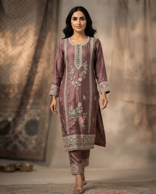 Maroon_Rayon_Kurti_Pant_Set_For_Women