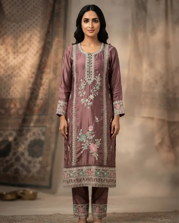 Maroon_Rayon_Kurti_Pant_Set_For_Women