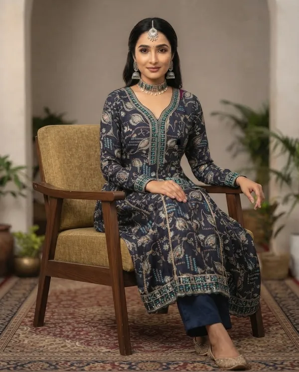Purple_Rayon_Frock_Suit_Set_For_Women