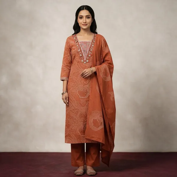 Maroon_Cotton_3-Piece_Suit_Set_For_Women