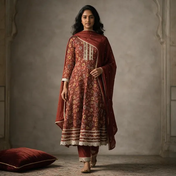 Maroon_Cotton_Cotton_Frock_Suit_Set_For_Women
