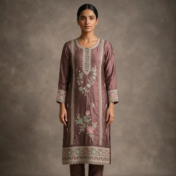 Maroon_Rayon_Kurti_Pant_Set_For_Women
