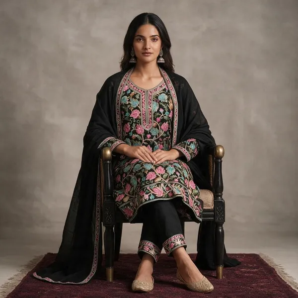 Black__And__Multicolor_Rayon_Suit_Set_For_Women