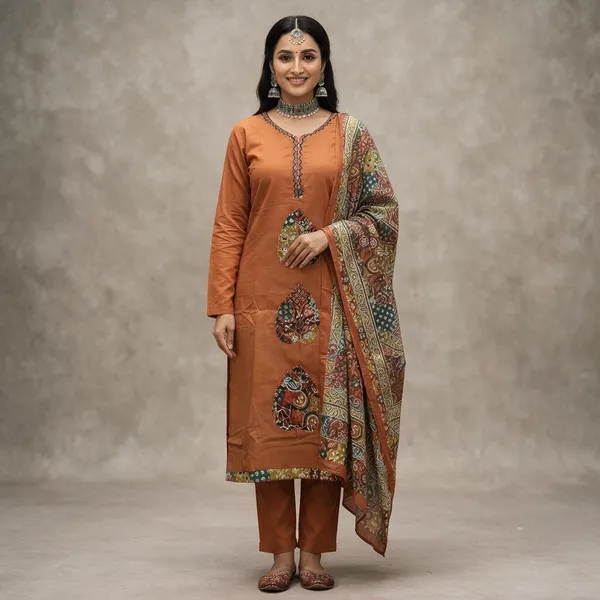Dusty_Orange_Rayon_Suit_Set_For_Women