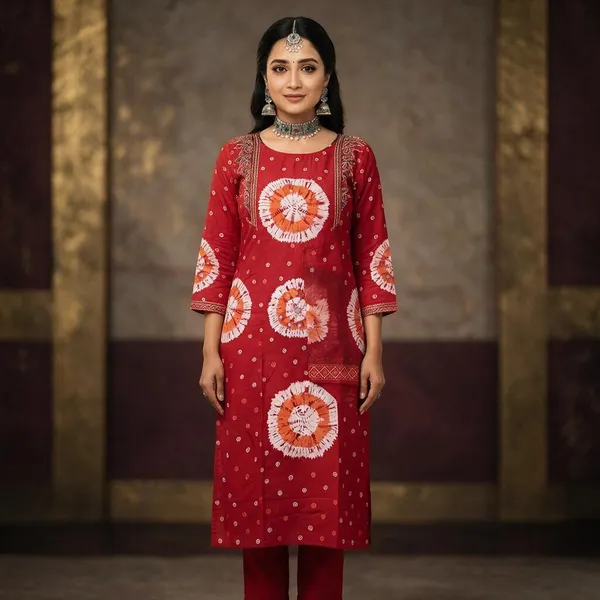 Red_Cotton_Cotton_Suit_Set_For_Women