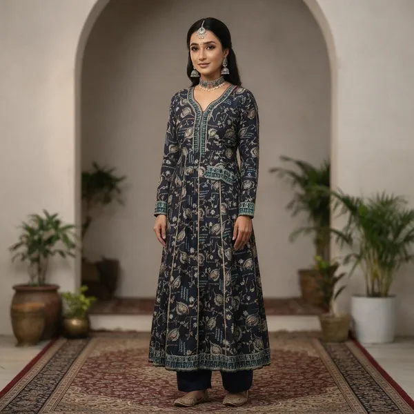 Purple_Rayon_Frock_Suit_Set_For_Women