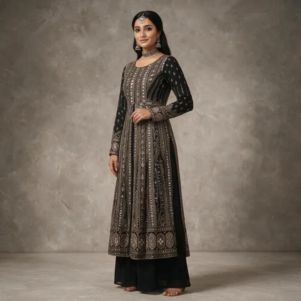 Black_Rayon_Anarkali_Suit_Set_For_Women