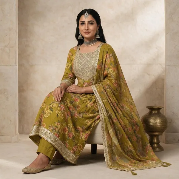 Green_Rayon_Anarkali_Frock_Suit_Set_For_Women