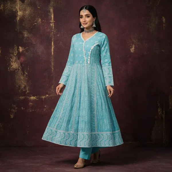 Ocean_Blue_Rayon_Anarkali_Suit_Set_For_Women