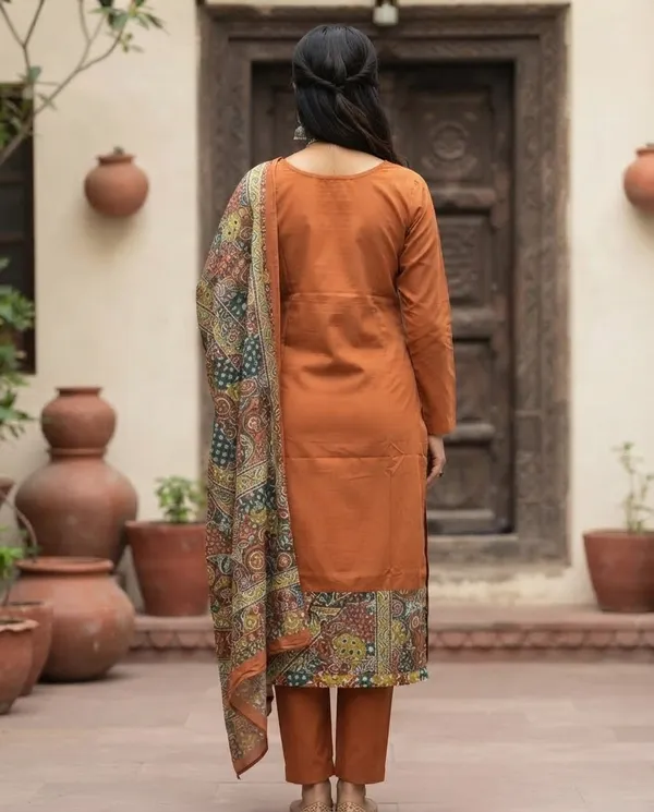 Dusty_Orange_Rayon_Suit_Set_For_Women