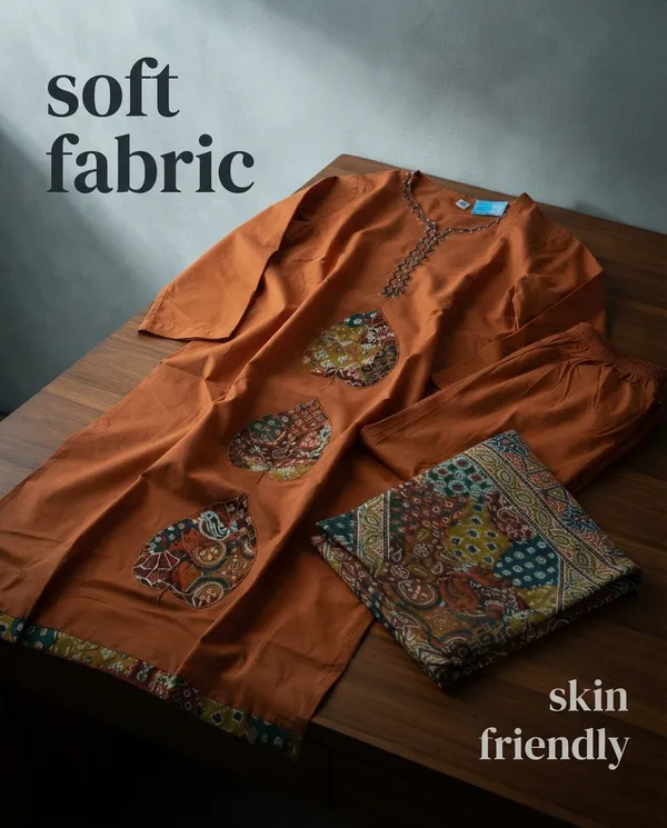 Dusty_Orange_Rayon_Suit_Set_For_Women