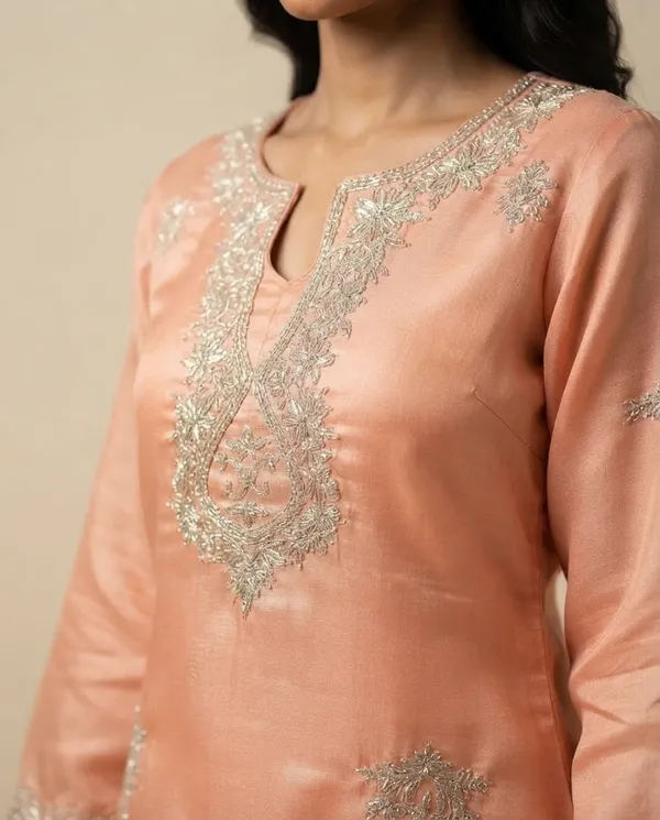 Peach_Rayon_Kurta_Suit_Set_For_Women