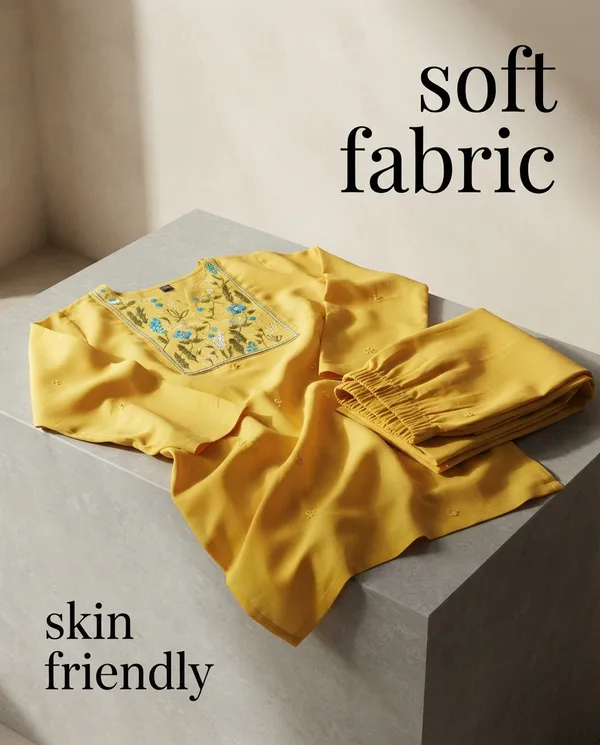 Yellow_Rayon_Suit_Set_For_Women