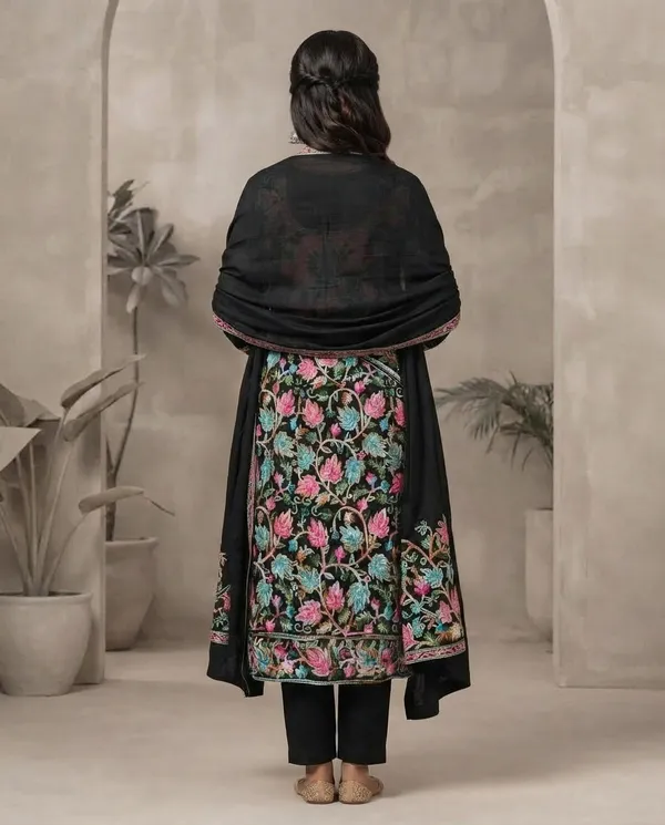 Black__And__Multicolor_Rayon_Suit_Set_For_Women