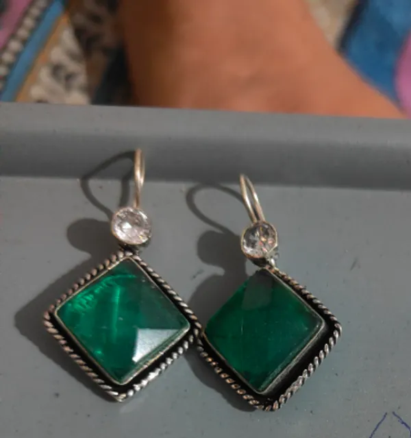 Green_Square_Drop_Earrings_for_Women