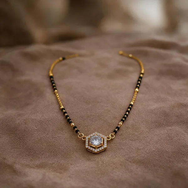 Gold_And_Black_Metal_Beaded_Geometric_Pendant_Mangalsutra_For_Women