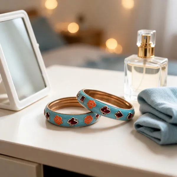 Turquoise_Metal_Stone_Embellished_Bangles_Set_For_Women