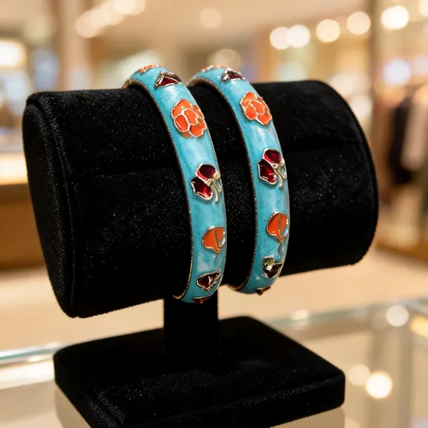 Turquoise_Metal_Stone_Embellished_Bangles_Set_For_Women