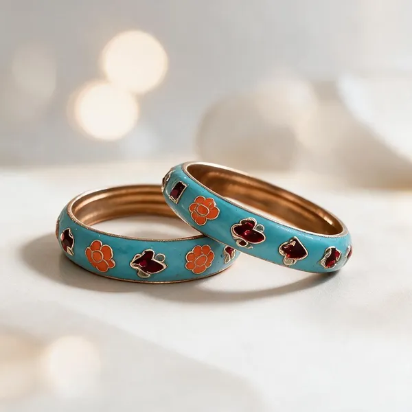 Turquoise_Metal_Stone_Embellished_Bangles_Set_For_Women