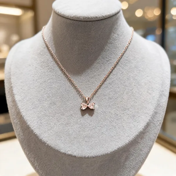 Silver_Tone_Metal_Bow_Pendant_Necklace_For_Women