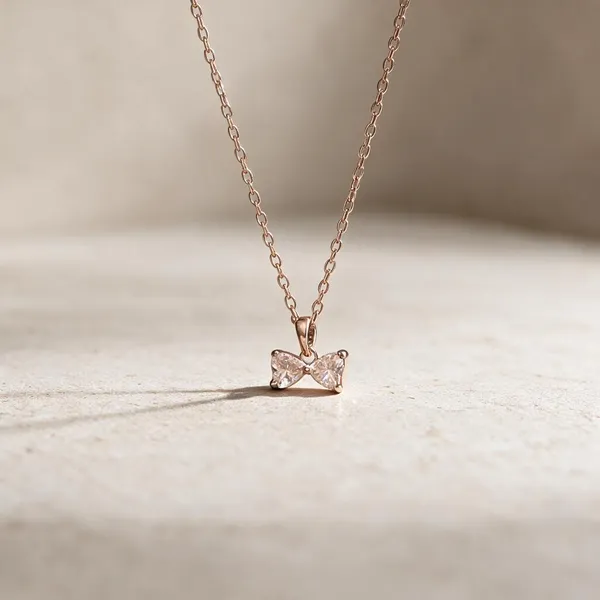 Silver_Tone_Metal_Bow_Pendant_Necklace_For_Women