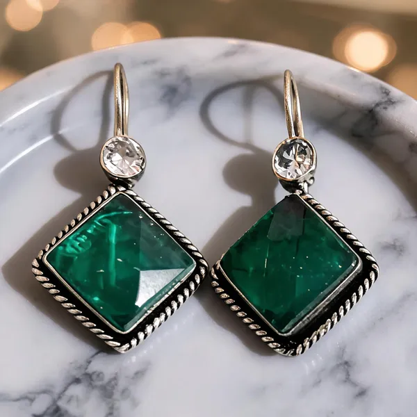 Green_Silver_Metal_Stone_Square_Drop_Earrings_For_Women_Pack_of_2