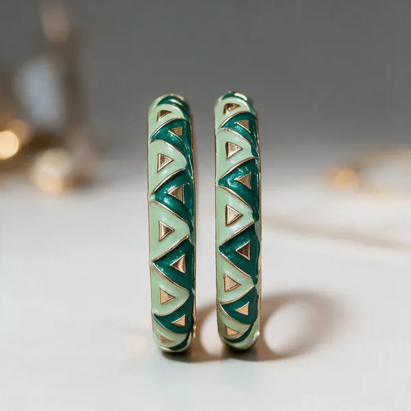 Green_Metal_Enamel_Geometric_Bangles_For_Women