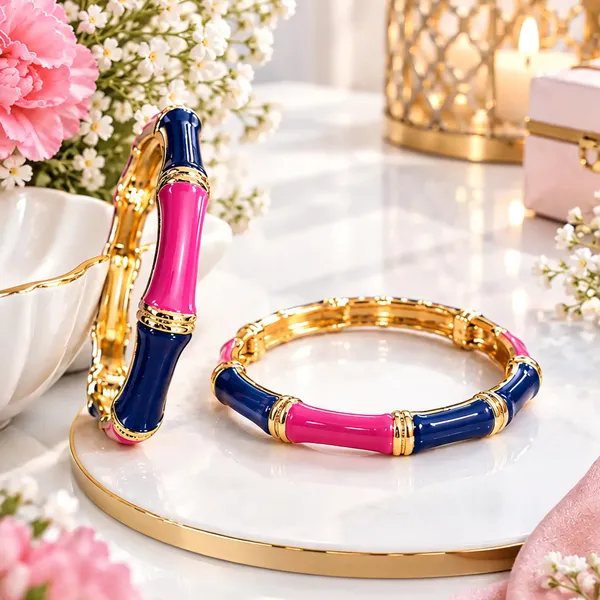 Blue_Pink_Metal_Enamel_Bangle_Set_For_Women