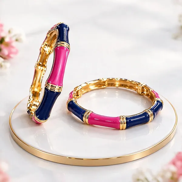 Blue_Pink_Metal_Enamel_Bangle_Set_For_Women