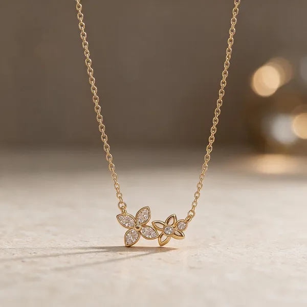 Gold_Tone_Metal_Floral_Pendant_Necklace_For_Women