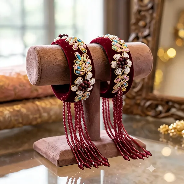 Maroon_Velvet_Stone_Embellished_Bridal_Bangles_For_Women