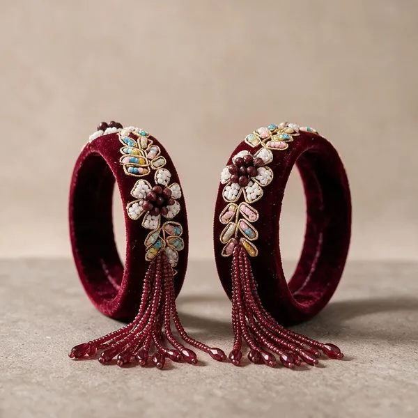 Maroon_Velvet_Stone_Embellished_Bridal_Bangles_For_Women
