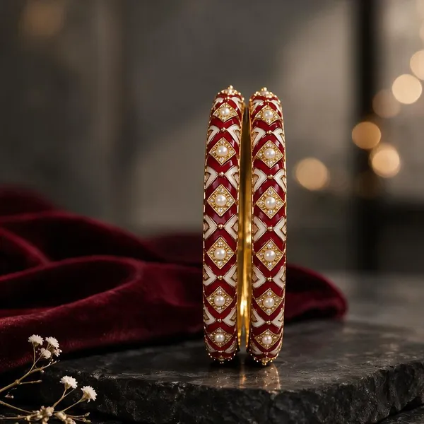 Red_Gold_Tone_Metal_Stone_Embellished_Bangles_For_Women