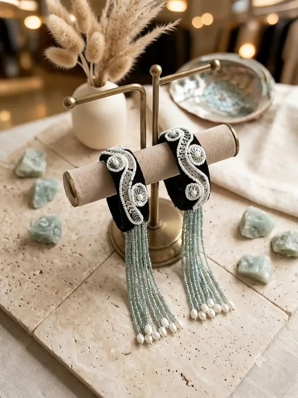 Black_Metal_Beads_Tassel_Bangles_For_Women