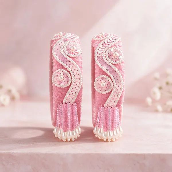 Pink_Cotton_Beaded_Embroidered_Bangle_For_Women