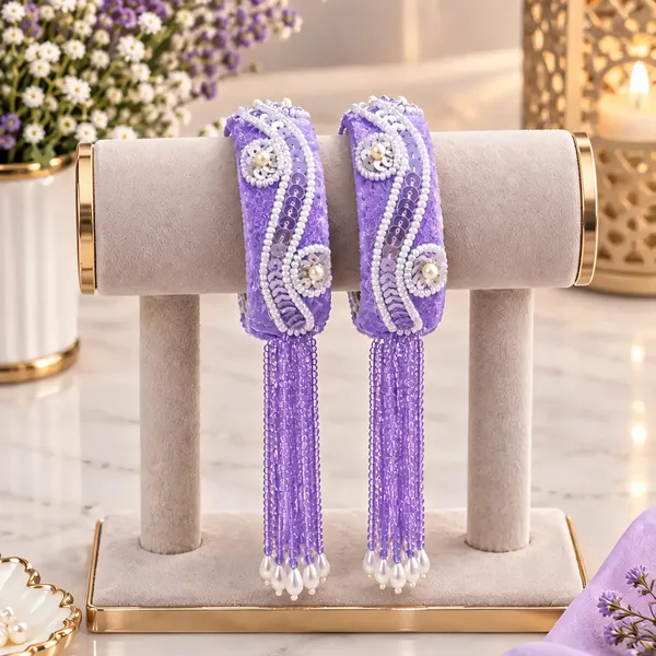 Purple_Metal_Beaded_Bangle_For_Women