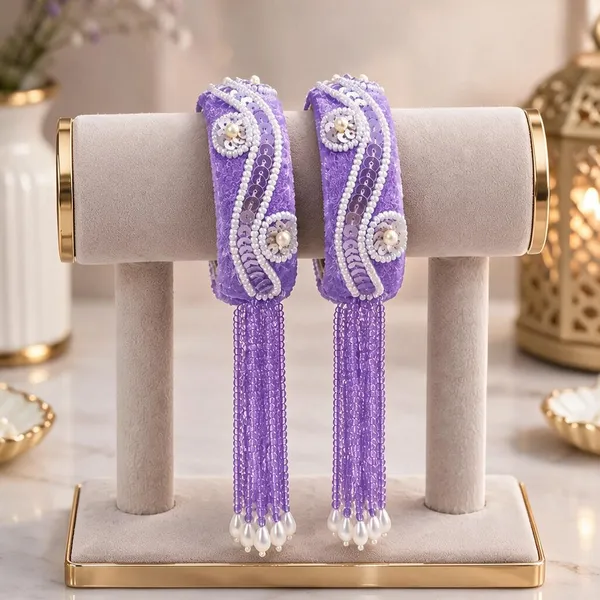 Purple_Metal_Beaded_Bangle_For_Women