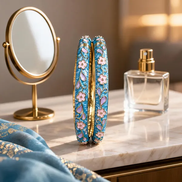 Blue_Gold_Metal_Enamel_Floral_Bangles_For_Women